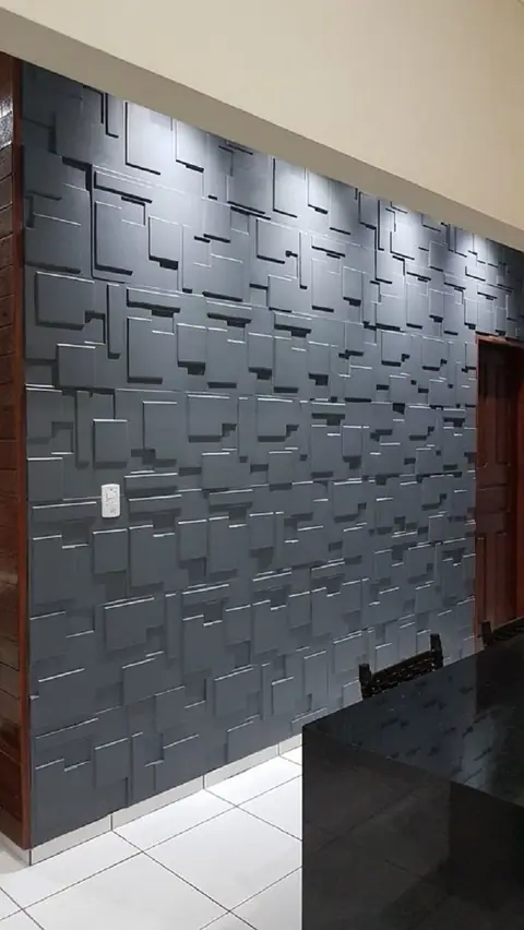 Parede 3D em gesso com relevo texturizado